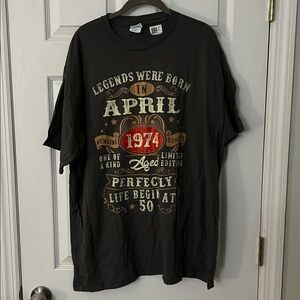 Black Graphic T-Shirt with April 1974 Design